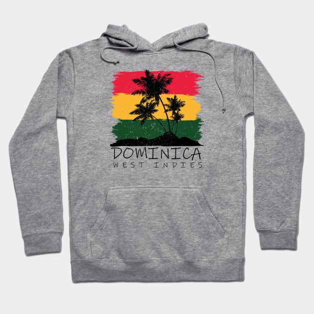 Dominica National Colors with Palm Silhouette Hoodie by IslandConcepts